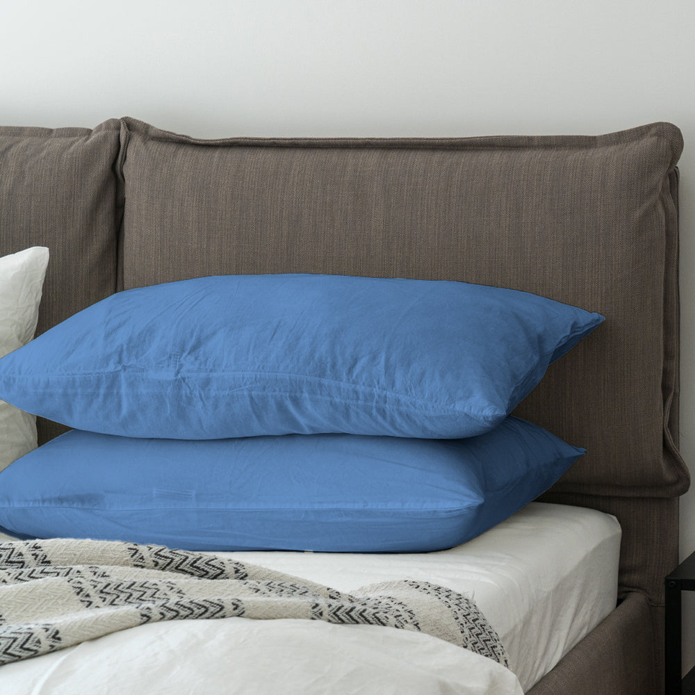 ROS Fundas de almohada para cama ROS, pack de 2, cierre con solapa, 100% algodón liso.